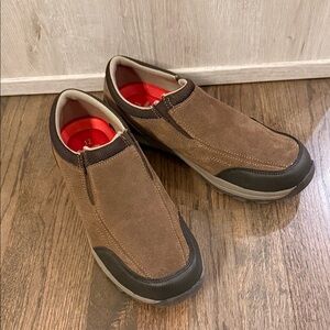 Wrangler Men's Suede Leather Tan and Black Slip-On Loafers Size 12